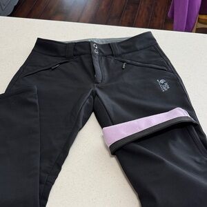 Stylish Mountain Hardware Black snow Pants with Pink fleece Lining